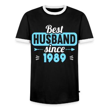Meilleur mari depuis 1989 35e anniversaire de mariage - T-shirt contrasté Homme - noir/blanc - Devant - AI Model Female 172 light (172cm) & AI Model Male 178 light (178cm)