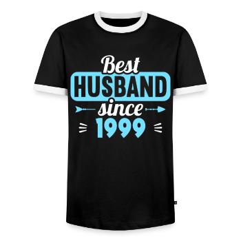 Best husband since 1999 25th wedding anniversary - Men's Ringer Shirt - black/white - Front - AI Model Female 172 light (172cm) & AI Model Male 178 light (178cm)