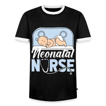 Krankenschwester Baby Neonatal Nurse - Men's Ringer Shirt - black/white - Front - AI Model Female 172 light (172cm) & AI Model Male 178 light (178cm)