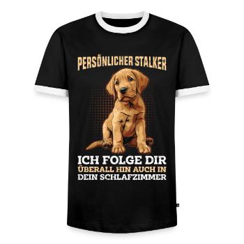 Labrador Liebhaber Persönlicher Stalker Labrador - Männer Kontrast-T-Shirt - Schwarz/Weiß - Vorne - AI Model Female 172 light (172cm) & AI Model Male 178 light (178cm)