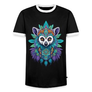 Lémuriens Mandala Dream Catcher Design - T-shirt contrasté Homme - noir/blanc - Devant - AI Model Female 172 light (172cm) & AI Model Male 178 light (178cm)