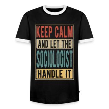 Sociologist Retro Gift - Men's Ringer Shirt - black/white - Front - AI Model Female 172 light (172cm) & AI Model Male 178 light (178cm)