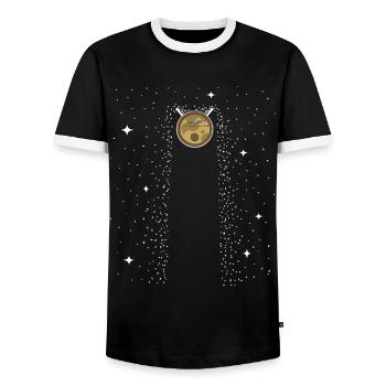 Saugroboter Weltall Sterne Staubsauger - Männer Kontrast-T-Shirt - Schwarz/Weiß - Vorne - AI Model Female 172 light (172cm) & AI Model Male 178 light (178cm)