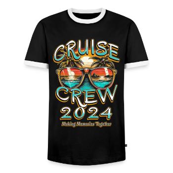 Équipage de croisière 2024 Créer des souvenirs ensemble - T-shirt contrasté Homme - noir/blanc - Devant - AI Model Female 172 light (172cm) & AI Model Male 178 light (178cm)