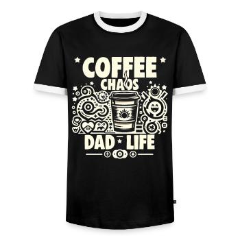 Vatertag Coffee Chaos Dad Life Papa Vater - Männer Kontrast-T-Shirt - Schwarz/Weiß - Vorne - AI Model Female 172 light (172cm) & AI Model Male 178 light (178cm)