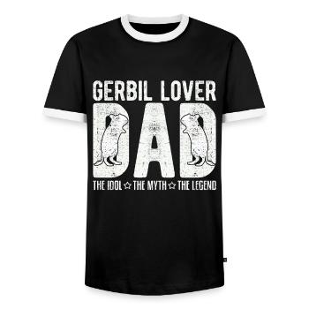 Gerbil Lover Dad The Idol The Myth The Racing Rat - Men's Ringer Shirt - black/white - Front - AI Model Female 172 light (172cm) & AI Model Male 178 light (178cm)