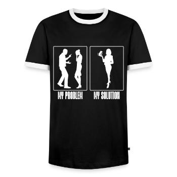 Gerbil Lover My Problem My Pictogram Mom Rodent - Men's Ringer Shirt - black/white - Front - AI Model Female 172 light (172cm) & AI Model Male 178 light (178cm)