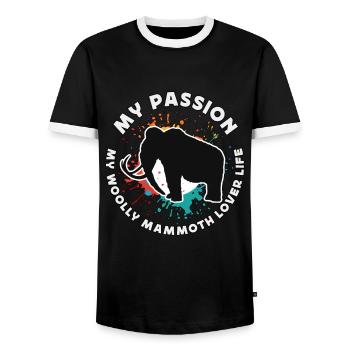 Amant de mammouth laineux Ma passion Mes animaux à tronc - T-shirt contrasté Homme - noir/blanc - Devant - AI Model Female 172 light (172cm) & AI Model Male 178 light (178cm)