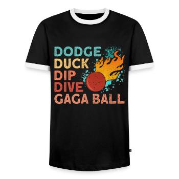 Ballon Dodgeball Hexagon Pit Sports Gaga - T-shirt contrasté Homme - noir/blanc - Devant - AI Model Female 172 light (172cm) & AI Model Male 178 light (178cm)