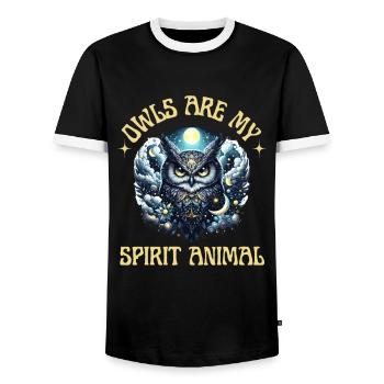 Eule Eulen Spirit Animal Seele Lieblingstier Wald - Männer Kontrast-T-Shirt - Schwarz/Weiß - Vorne - AI Model Female 172 light (172cm) & AI Model Male 178 light (178cm)