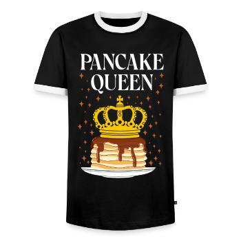 Pancake Lover Kids Queen Pancake - Men's Ringer Shirt - black/white - Front - AI Model Female 172 light (172cm) & AI Model Male 178 light (178cm)