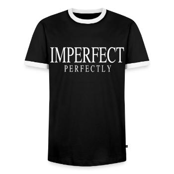 Imparfait Parfaitement Citation Perfekt Selbstbewusst - T-shirt contrasté Homme - noir/blanc - Devant - AI Model Female 172 light (172cm) & AI Model Male 178 light (178cm)