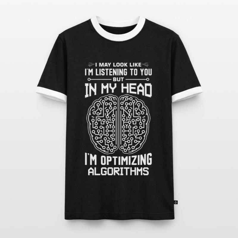 Machine Learning Algorithms AI Data Analyst Men's Ringer Shirt
