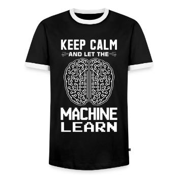 Machine Learning Algorithms AI Data Analyst - Men's Ringer Shirt - black/white - Front - AI Model Female 172 light (172cm) & AI Model Male 178 light (178cm)