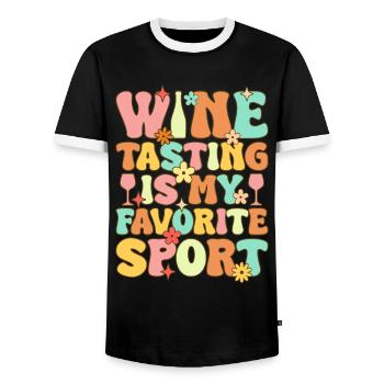 Boire du vin groovy - T-shirt contrasté Homme - noir/blanc - Devant - AI Model Female 172 light (172cm) & AI Model Male 178 light (178cm)