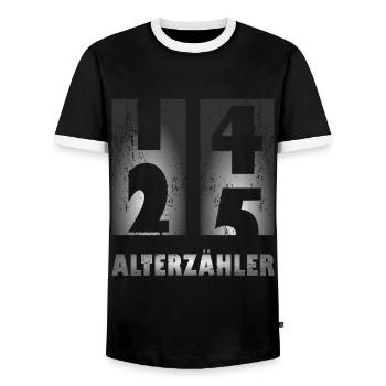 Alterzähler 25 Jahre - 25. Geburtstag - Männer Kontrast-T-Shirt - Schwarz/Weiß - Vorne - AI Model Female 172 light (172cm) & AI Model Male 178 light (178cm)