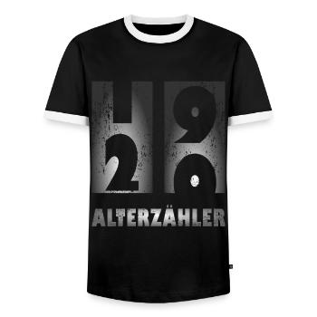 Alterzähler 20 Jahre - 20. Geburtstag - Männer Kontrast-T-Shirt - Schwarz/Weiß - Vorne - AI Model Female 172 light (172cm) & AI Model Male 178 light (178cm)