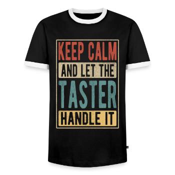 Probier-Retro-Geschenk - Männer Kontrast-T-Shirt - Schwarz/Weiß - Vorne - AI Model Female 172 light (172cm) & AI Model Male 178 light (178cm)