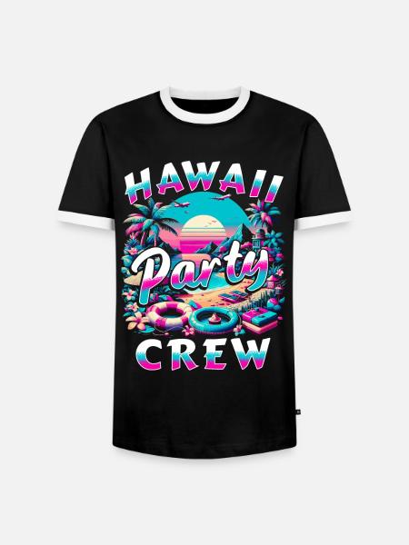Hawaii Party Crew - Männer Kontrast-T-Shirt - Schwarz/Weiß