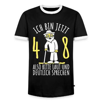 48. Geburtstag 48er 48ter Ich bin jetzt 48 Jahre - Männer Kontrast-T-Shirt - Schwarz/Weiß - Vorne - AI Model Female 172 light (172cm) & AI Model Male 178 light (178cm)
