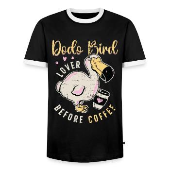 Amoureux des oiseaux dodo avant l’amateur de café ornithologue - T-shirt contrasté Homme - noir/blanc - Devant - AI Model Female 172 light (172cm) & AI Model Male 178 light (178cm)