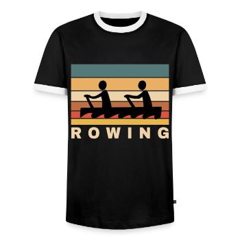Aviron Ruderboot Rudern Rudersport - T-shirt contrasté Homme - noir/blanc - Devant - AI Model Female 172 light (172cm) & AI Model Male 178 light (178cm)
