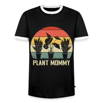 Plante Mère Mère Jardin Plantes Fleur - T-shirt contrasté Homme - noir/blanc - Devant - AI Model Female 172 light (172cm) & AI Model Male 178 light (178cm)