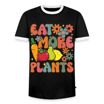 Groovy Plant-Based Diet Vegan Veganism - Men's Ringer Shirt - black/white - Front - AI Model Female 172 light (172cm) & AI Model Male 178 light (178cm)