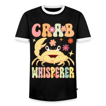 Groovy Crab Lovers Seafood Lovers - Men's Ringer Shirt - black/white - Front - AI Model Female 172 light (172cm) & AI Model Male 178 light (178cm)
