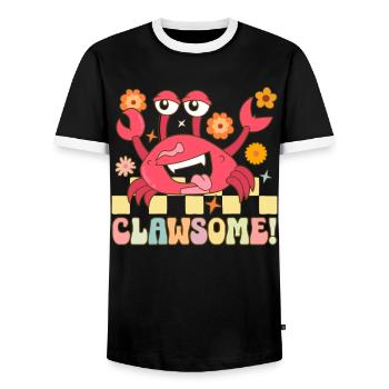 Groovy Crab Lovers Seafood Lovers - Men's Ringer Shirt - black/white - Front - AI Model Female 172 light (172cm) & AI Model Male 178 light (178cm)