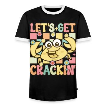Groovy Crab Lovers Seafood Lovers - Men's Ringer Shirt - black/white - Front - AI Model Female 172 light (172cm) & AI Model Male 178 light (178cm)
