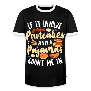 Pancake Lover Kids If It Involves - Men's Ringer Shirt - black/white - Front - AI Model Female 172 light (172cm) & AI Model Male 178 light (178cm)