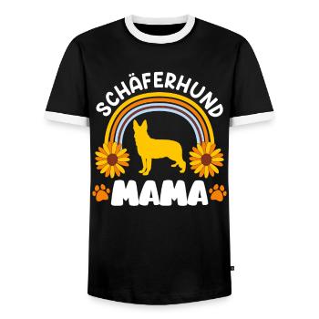 SCHÄFERHUND MAMA Deutscher Schäferhund Besitzerin - Männer Kontrast-T-Shirt - Schwarz/Weiß - Vorne - AI Model Female 172 light (172cm) & AI Model Male 178 light (178cm)