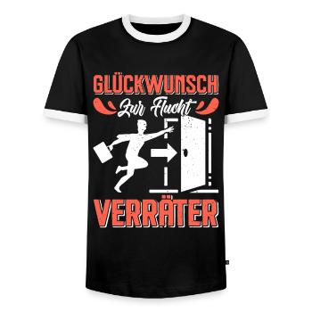 Glückwunsch zur Flucht VERRÄTER Abschied - Männer Kontrast-T-Shirt - Schwarz/Weiß - Vorne - AI Model Female 172 light (172cm) & AI Model Male 178 light (178cm)