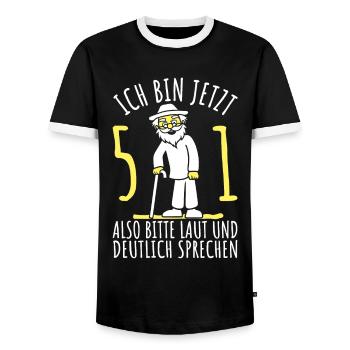 51. Geburtstag 51er 51ter Ich bin jetzt 51 Jahre - Männer Kontrast-T-Shirt - Schwarz/Weiß - Vorne - AI Model Female 172 light (172cm) & AI Model Male 178 light (178cm)