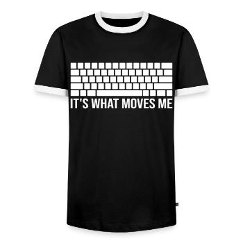 PC Video Gamer Computer Nerd Gaming WASD - Men's Ringer Shirt - black/white - Front - AI Model Female 172 light (172cm) & AI Model Male 178 light (178cm)
