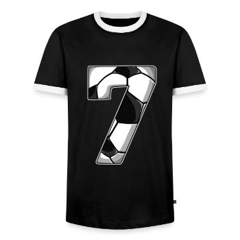 7th Birthday Football - Men's Ringer Shirt - black/white - Front - AI Model Female 172 light (172cm) & AI Model Male 178 light (178cm)