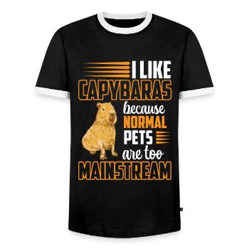J’aime Capybara Amérique du Sud Capybara - T-shirt contrasté Homme - noir/blanc - Devant - AI Model Female 172 light (172cm) & AI Model Male 178 light (178cm)