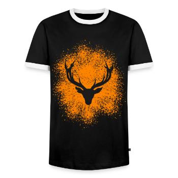 Majestätischer Hirschkopf – Für Jäger Naturfreunde - Männer Kontrast-T-Shirt - Schwarz/Weiß - Vorne - AI Model Female 172 light (172cm) & AI Model Male 178 light (178cm)