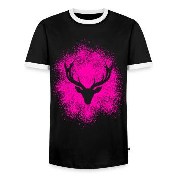 Majestätischer Hirschkopf – Für Jäger & Naturfreun - Männer Kontrast-T-Shirt - Schwarz/Weiß - Vorne - AI Model Female 172 light (172cm) & AI Model Male 178 light (178cm)