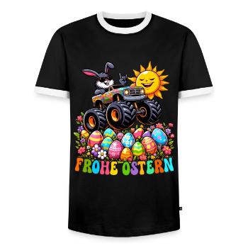 Monster Truck Panier de Pâques lapin de Pâques Joyeuses Pâques - T-shirt contrasté Homme - noir/blanc - Devant - AI Model Female 172 light (172cm) & AI Model Male 178 light (178cm)