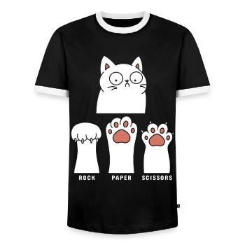Rock Paper Scissors - Männer Kontrast-T-Shirt - Schwarz/Weiß - Vorne - AI Model Female 172 light (172cm) & AI Model Male 178 light (178cm)