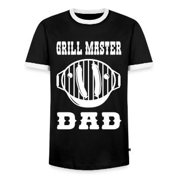 Grillmaster Papa BBQ Grill Griller Barbecue Fumoir - T-shirt contrasté Homme - noir/blanc - Devant - AI Model Female 172 light (172cm) & AI Model Male 178 light (178cm)