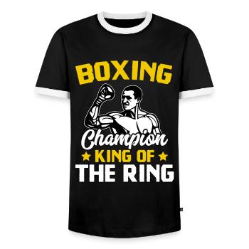 Champion de boxe Roi du ring - T-shirt contrasté Homme - noir/blanc - Devant - AI Model Female 172 light (172cm) & AI Model Male 178 light (178cm)