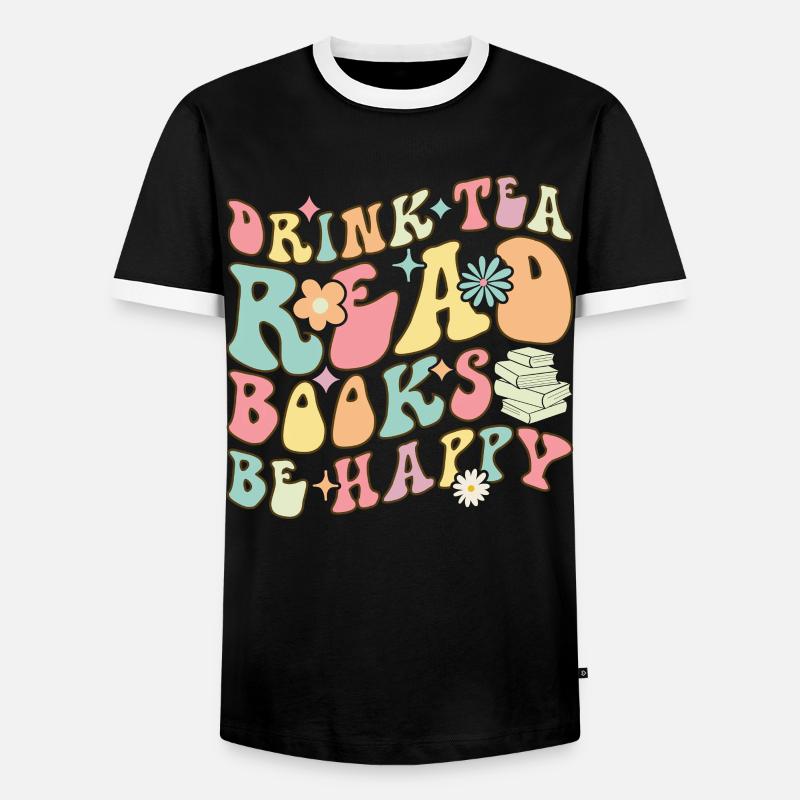 Groovy Book Reader Buch lesen - Männer Kontrast-T-Shirt - Schwarz/Weiß