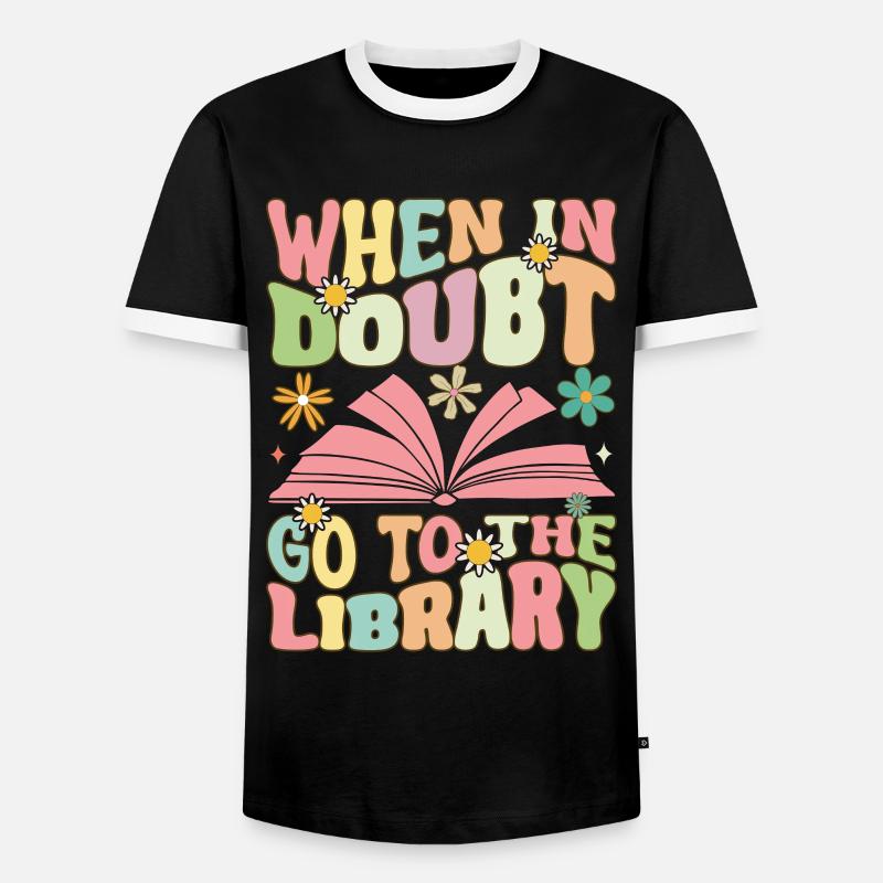 Groovy Book Reader Bibliothekar - Männer Kontrast-T-Shirt - Schwarz/Weiß
