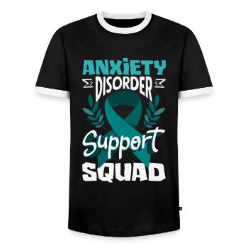 Teal Ribbon PTSD Stress Angststörung - Männer Kontrast-T-Shirt - Schwarz/Weiß - Vorne - AI Model Female 172 light (172cm) & AI Model Male 178 light (178cm)