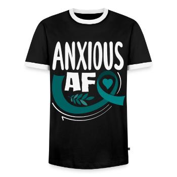Sarcelle d’hiver SSPT Stress Trouble anxieux - T-shirt contrasté Homme - noir/blanc - Devant - AI Model Female 172 light (172cm) & AI Model Male 178 light (178cm)