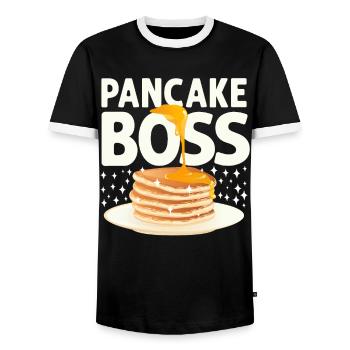 Pancake Lover Kids Pancake - Men's Ringer Shirt - black/white - Front - AI Model Female 172 light (172cm) & AI Model Male 178 light (178cm)