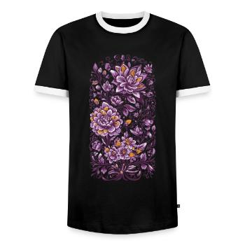 Blumen Deko Vintage Streetwear Design - Männer Kontrast-T-Shirt - Schwarz/Weiß - Vorne - AI Model Female 172 light (172cm) & AI Model Male 178 light (178cm)